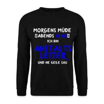 Anstaltsleiter lustig Anstaltsleitung Beamter - Unisex Pullover - Schwarz - Vorne - Alina (178cm) & Michal (187cm)