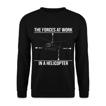 Fliehkäfte Helicopter - Unisex Pullover - Schwarz - Vorne - Alina (178cm) & Michal (187cm)