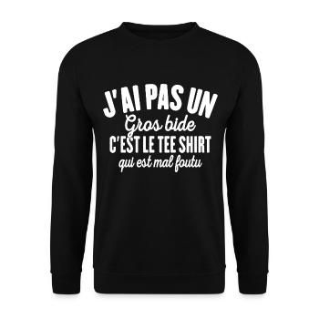 J'ai Pas Un Gros Bide Cadeau Humour - Sweat-shirt Unisexe - noir - Devant - Alina (178cm) & Michal (187cm)