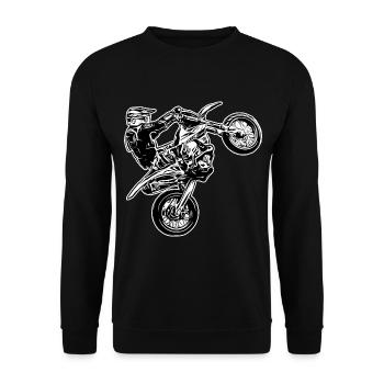 Supermoto / Supermotard / Supermoto Wheelie Biker - Unisex Sweatshirt - black - Front - Alina (178cm) & Michal (187cm)