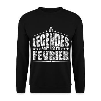 Février | les Légendes sont nés en Février Anniver - Sweat-shirt Unisexe - noir - Devant - Alina (178cm) & Michal (187cm)