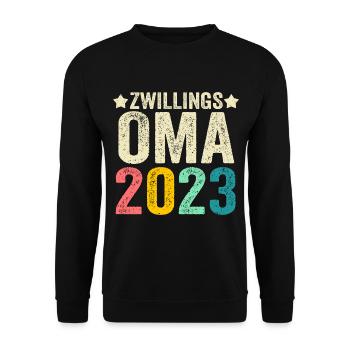 Großmutter 2023 Schwanger Werdende Oma - Unisex Pullover - Schwarz - Vorne - Alina (178cm) & Michal (187cm)