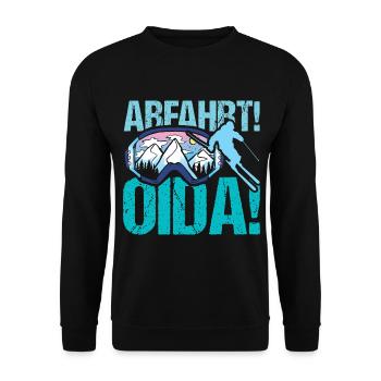 Abfahrt Ski - Unisex Pullover - Schwarz - Vorne - Alina (178cm) & Michal (187cm)