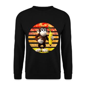 Bananen Affe - Unisex Pullover - Schwarz - Vorne - Alina (178cm) & Michal (187cm)