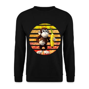 Bananen Affe - Unisex Pullover - Schwarz - Vorne - Alina (178cm) & Michal (187cm)