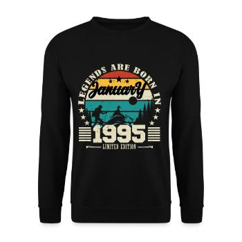 January 1995. Birthday gift January 1995. - Unisex Sweatshirt - black - Front - Alina (178cm) & Michal (187cm)