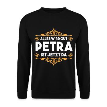 Name Petra - Unisex Pullover - Schwarz - Vorne - Alina (178cm) & Michal (187cm)