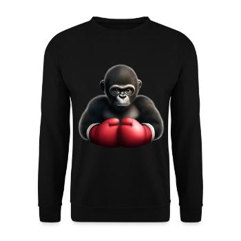 Boxer Gorilla - Unisex Sweatshirt - black - Front - Alina (178cm) & Michal (187cm)