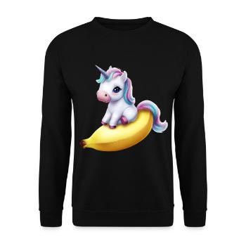 Einhorn auf Banane - Unisex Pullover - Schwarz - Vorne - Alina (178cm) & Michal (187cm)