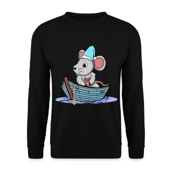 Maritime Mouse Rodent Boat Cruise Travel Child - Unisex Sweatshirt - black - Front - Alina (178cm) & Michal (187cm)