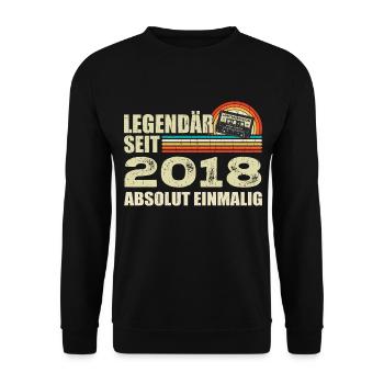 Legendär Seit 2018 - Absolut Einmalig - Unisex Pullover - Schwarz - Vorne - Alina (178cm) & Michal (187cm)
