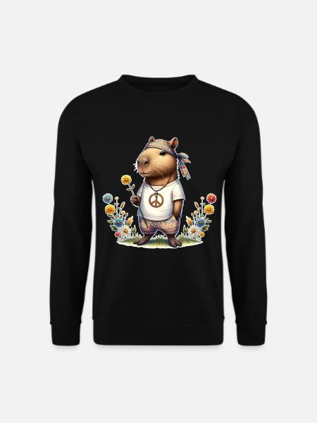 Capybara Hippie Peace - Unisex Sweatshirt - black