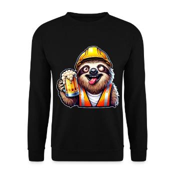 Sloth Construction Worker With Beer Drunk Funny - Unisex Sweatshirt - black - Front - Alina (178cm) & Michal (187cm)