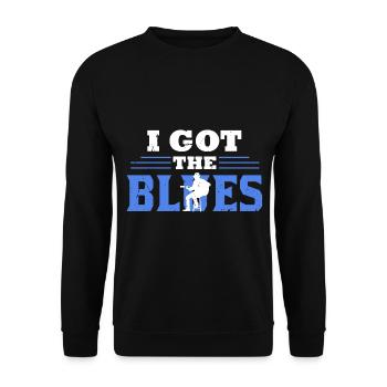 Ich hab den Blues Musik Gitarre Gitarrist Geschenk - Unisex Pullover - Schwarz - Vorne - Alina (178cm) & Michal (187cm)