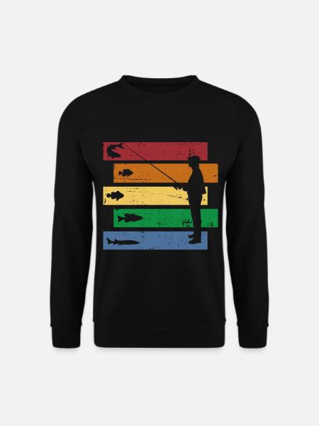 Vintage Retro Angler Fischen Angeln Angel Fischer - Unisex Pullover - Schwarz