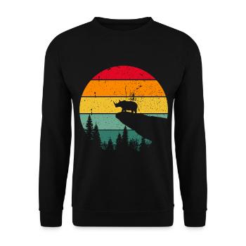 Vintage Retro Rhino Africa Safari Animal Gift - Unisex Sweatshirt - black - Front - Alina (178cm) & Michal (187cm)