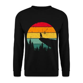 Vintage Retro Affe Affen Musik Banane Chimpanzee - Unisex Pullover - Schwarz - Vorne - Alina (178cm) & Michal (187cm)