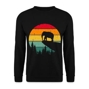 Vintage Retro Elephant Funny Comic Kids Proboscis - Unisex Sweatshirt - black - Front - Alina (178cm) & Michal (187cm)