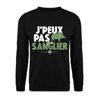 Je Peux Pas J'ai Sanglier Cadeau Chasseur - Sweat-shirt Unisexe - noir - Devant - Alina (178cm) & Michal (187cm)