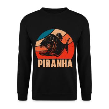 Piranha Collector Aquarist Aquaristics Fish Keeping - Unisex Sweatshirt - black - Front - Alina (178cm) & Michal (187cm)