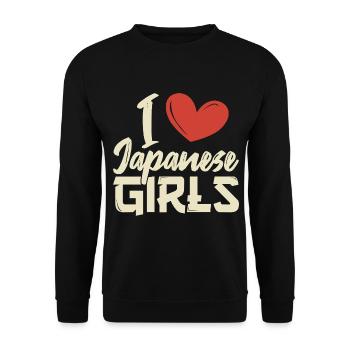 I love Japanese girls - Unisex Sweatshirt - black - Front - Alina (178cm) & Michal (187cm)