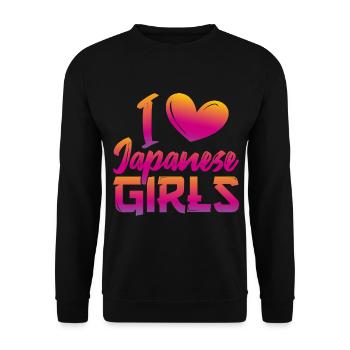 J’aime les filles japonaises - Sweat-shirt Unisexe - noir - Devant - Alina (178cm) & Michal (187cm)