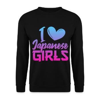 I love Japanese girls - Unisex Sweatshirt - black - Front - Alina (178cm) & Michal (187cm)