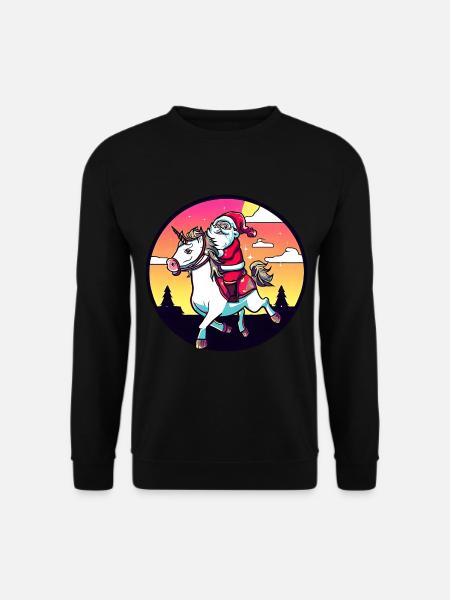 Einhorn Weihnachtsmann - Unisex Pullover - Schwarz
