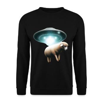 Schaf Entführung durch UFO - Unisex Pullover - Schwarz - Vorne - Alina (178cm) & Michal (187cm)
