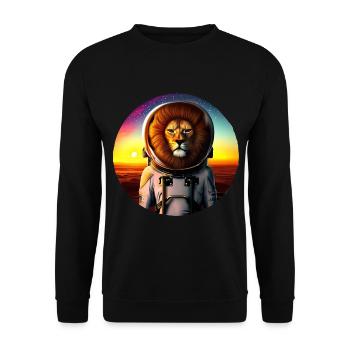 Lion astronaute au coucher du soleil - Sweat-shirt Unisexe - noir - Devant - Alina (178cm) & Michal (187cm)