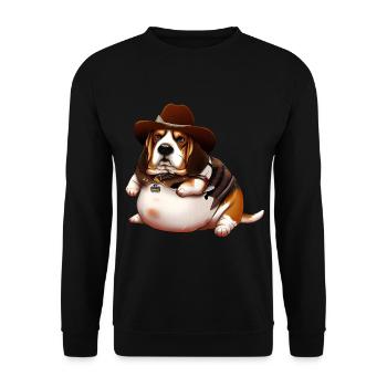 Fat Beagle Cowboy - Unisex Sweatshirt - black - Front - Alina (178cm) & Michal (187cm)