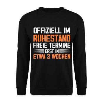 Offiziell Im Ruhestand - Unisex Pullover - Schwarz - Vorne - Alina (178cm) & Michal (187cm)