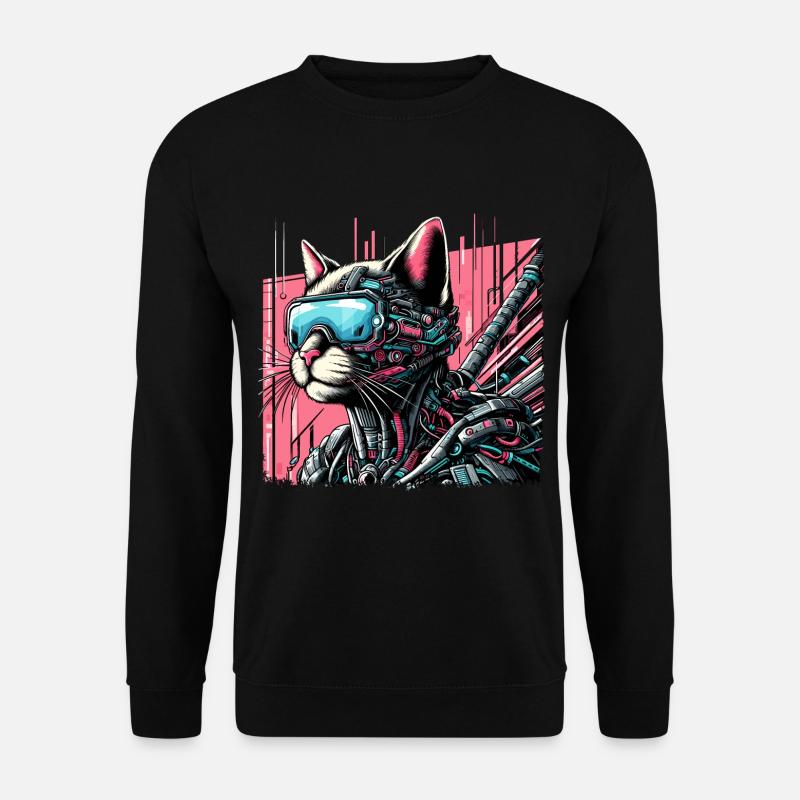 Cyborg Katze - Unisex Pullover - Schwarz
