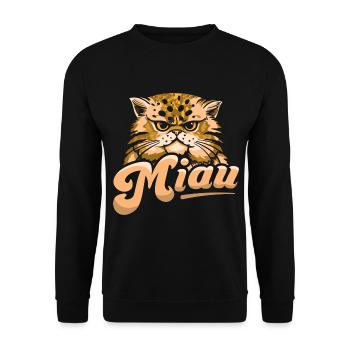 Miau Katze Cat Haustier - Unisex Pullover - Schwarz - Vorne - Alina (178cm) & Michal (187cm)