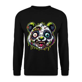 Panda Zombie Monster Halloween - Unisex Pullover - Schwarz - Vorne - Alina (178cm) & Michal (187cm)
