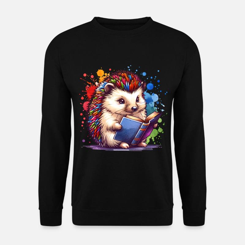 Lesen Igel - Unisex Pullover - Schwarz