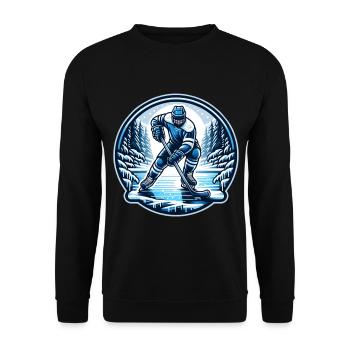 EishockeySpieler Winter - Unisex Pullover - Schwarz - Vorne - Alina (178cm) & Michal (187cm)
