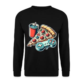 Pizza Gaming Gamer - Unisex Pullover - Schwarz - Vorne - Alina (178cm) & Michal (187cm)