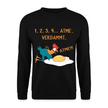 Huhn Hühner Hahn Lustige Sprüche - Unisex Pullover - Schwarz - Vorne - Alina (178cm) & Michal (187cm)