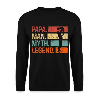 Papa Man Mythos Legende - Unisex Pullover - Schwarz - Vorne - Alina (178cm) & Michal (187cm)