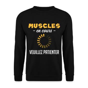 Muscles en cours de chargement - Corps de Rêve - Sweat-shirt Unisexe - noir - Devant - Alina (178cm) & Michal (187cm)