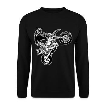 Supermoto / Supermotard / Supermoto Wheelie Biker - Unisex Sweatshirt - black - Front - Alina (178cm) & Michal (187cm)