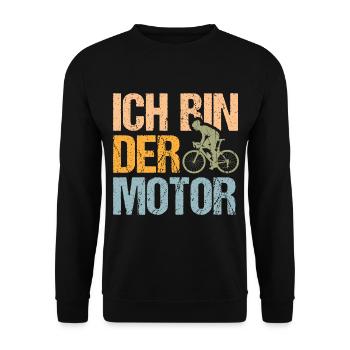 Fahrrad Ich bin der Motor - Unisex Pullover - Schwarz - Vorne - Alina (178cm) & Michal (187cm)