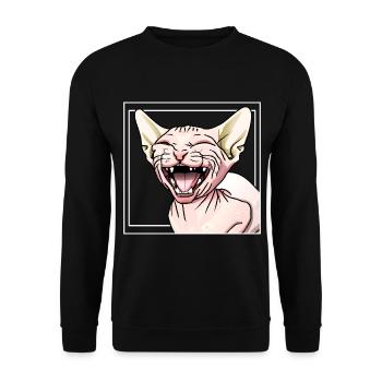 Sphynx cat laughs - Unisex Sweatshirt - black - Front - Alina (178cm) & Michal (187cm)