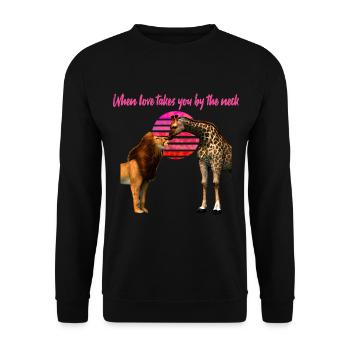 Safari Love Lion and Giraffe - Unisex Sweatshirt - black - Front - Alina (178cm) & Michal (187cm)
