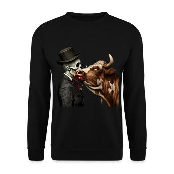 Messieurs zombie embrasse vache - Sweat-shirt Unisexe - noir - Devant - Alina (178cm) & Michal (187cm)