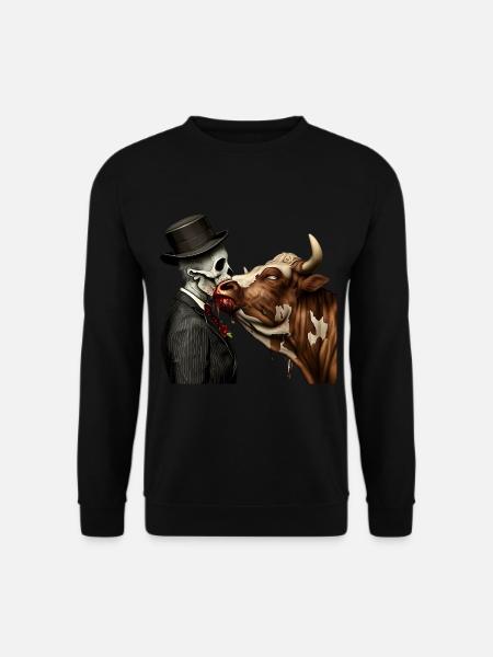 Messieurs zombie embrasse vache - Unisex sweater - sort