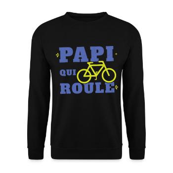 Papi Cycliste papi qui roule cadeau noel papy - Sweat-shirt Unisexe - noir - Devant - Alina (178cm) & Michal (187cm)