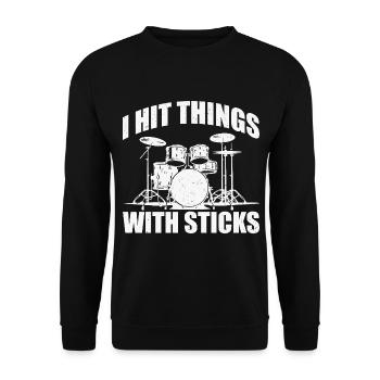 I Hit Things With Sticks - Unisex Sweatshirt - black - Front - Alina (178cm) & Michal (187cm)