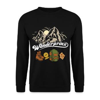 Wanderprinz Stylisches Wanderr Naturfreunde - Unisex Pullover - Schwarz - Vorne - Alina (178cm) & Michal (187cm)